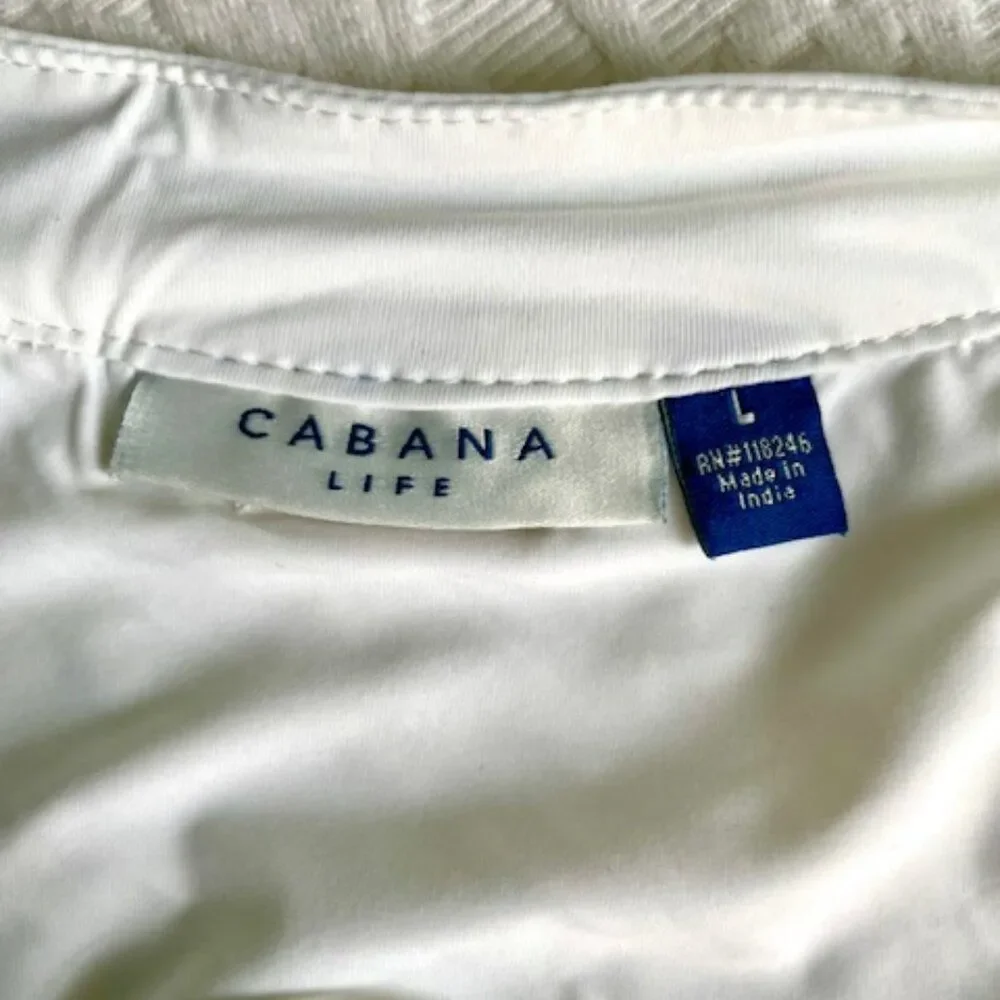 Cabana Life Long Sleeve White Blue Maxi Dress with Tassel Ties Size Large - Picture 5 of 5